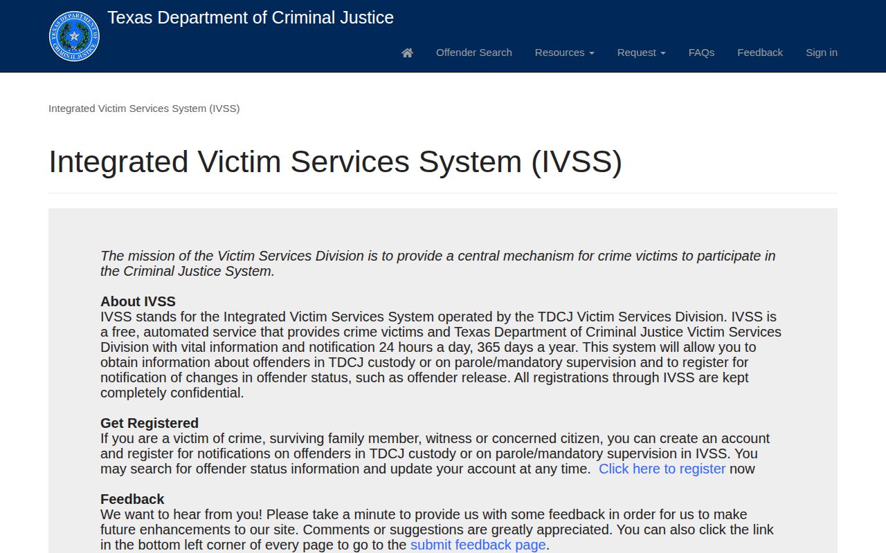 San Patricio County parole notification registration portal