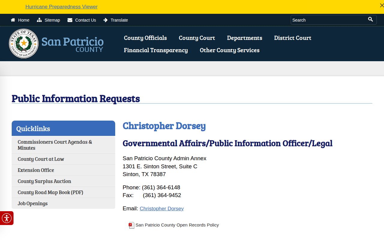 San Patricio County released inmate booking photo records request portal
